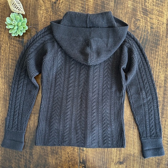 Smartwool | Dark Brown Merino Wool Cable Knit Zip Up Hooded Cardigan, Size S - Picture 2 of 9
